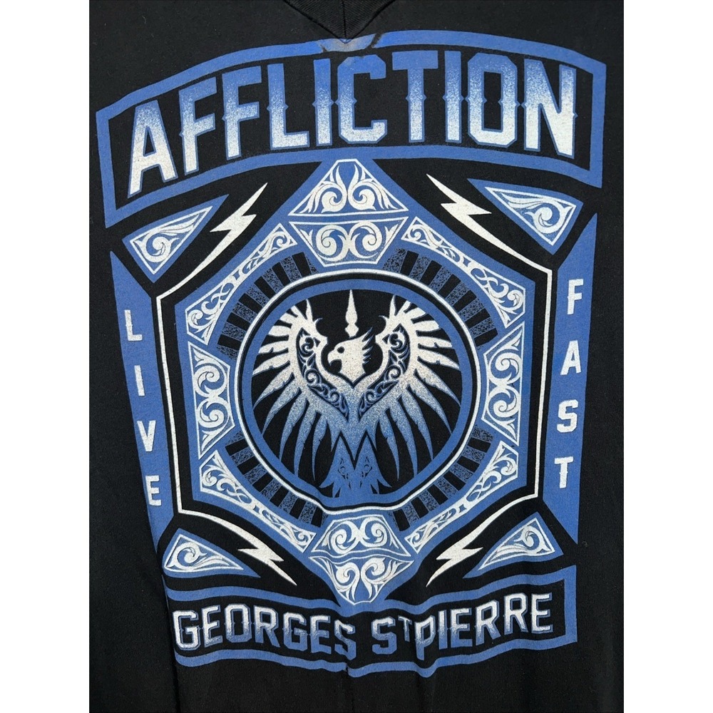 Affliction Shirt Womens XL Black Short Sleeve Graphic Georges St Pierre Thrashed